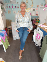 Lade das Bild in den Galerie-Viewer, KLEID BLAU GOLD SOFIE SCHNOOR