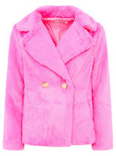 Lade das Bild in den Galerie-Viewer, KUSCHELJACKE DOPPELREIHER "CLASSIC" NEONPINK