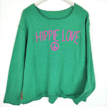 Lade das Bild in den Galerie-Viewer, PULLOVER STARS OF IBIZA "HIPPIE LOVE" GRÜN ONE SIZE-Stars Of Ibiza-Baumwolle,grün,nachhaltig,recycelt