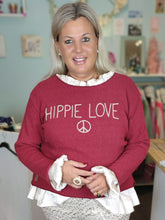 Lade das Bild in den Galerie-Viewer, PULLOVER STARS OF IBIZA "HIPPIE LOVE" BORDEAUX GOLD ONE SIZE