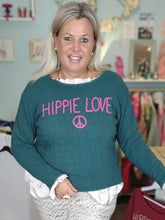 Lade das Bild in den Galerie-Viewer, PULLOVER STARS OF IBIZA "HIPPIE LOVE" GRÜN PINK ONE SIZE
