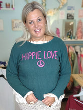 Lade das Bild in den Galerie-Viewer, PULLOVER STARS OF IBIZA "HIPPIE LOVE" GRÜN PINK ONE SIZE