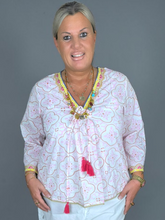Lade das Bild in den Galerie-Viewer, S26 318 BLOUSE PLACE DU SOLEIL WHITE BIG FLOWER
