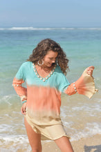 Lade das Bild in den Galerie-Viewer, TUNIC ANTIBES SUNNY DAYS TURQUOISE-ORANGE HOT LAVA
