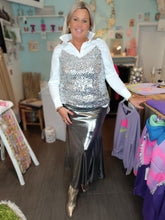 Lade das Bild in den Galerie-Viewer, GLITZER TOP PAILLETTEN SILBER ONE SIZE
