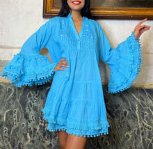 Lade das Bild in den Galerie-Viewer, TUNIKA KLEID KURZ TURQUOISE ANTICA SARTORIA ONE SIZE
