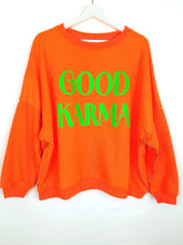 Lade das Bild in den Galerie-Viewer, MISS GOODLIFE ROUNDNECK &quot;GOOD KARMA GOOD LUCK&quot; NEON ORANGE
