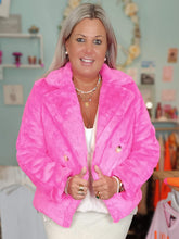 Lade das Bild in den Galerie-Viewer, KUSCHELJACKE DOPPELREIHER &quot;CLASSIC&quot; NEONPINK
