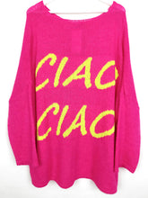 Lade das Bild in den Galerie-Viewer, ZWILLINGSHERZ PULLOVER OVERSIZE &quot;CIAO CIAO&quot; PINK ONE SIZE
