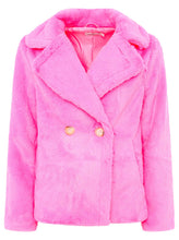 Lade das Bild in den Galerie-Viewer, KUSCHELJACKE DOPPELREIHER &quot;CLASSIC&quot; NEONPINK
