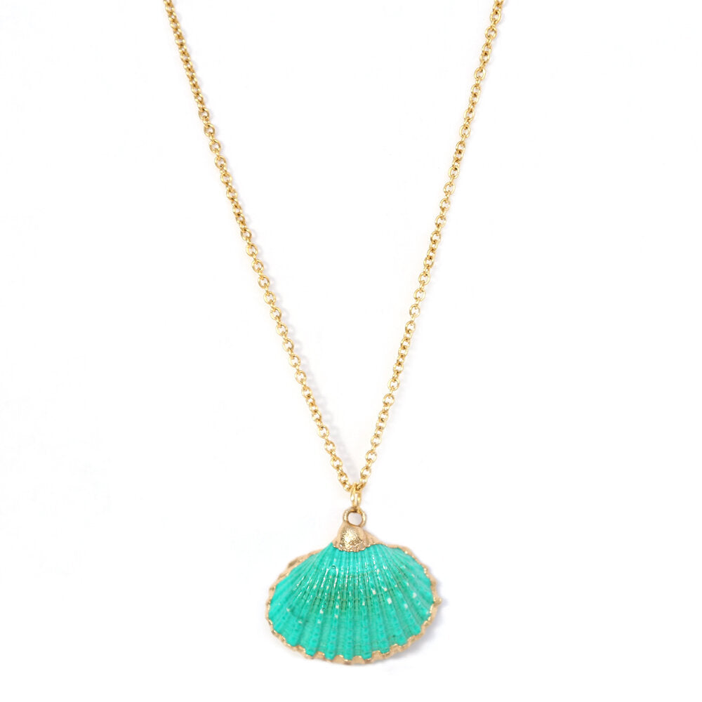 LOVE IBIZA KETTE GOLDFARBEN TÜRKIS SHELL SEA GREEN