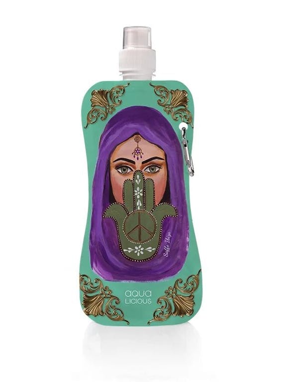 FALTBARE TRINKFLASCHE FATIMA HAND PEACE AQUA LICIOUS - hippie style and more