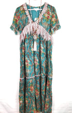 Lade das Bild in den Galerie-Viewer, MAXI KLEID TURQUOISE ROSÉ SIZE S/M - hippie style and more

