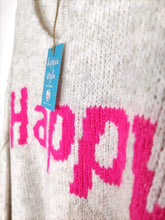 Lade das Bild in den Galerie-Viewer, PULLOVER &quot;HAPPY&quot; CREME NEON OVERSIZE ONE SIZE-hippie style and more-creme,neon,pink,Statement
