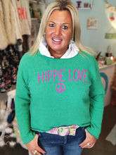 Lade das Bild in den Galerie-Viewer, PULLOVER STARS OF IBIZA &quot;HIPPIE LOVE&quot; GRÜN ONE SIZE-Stars Of Ibiza-Baumwolle,grün,nachhaltig,recycelt
