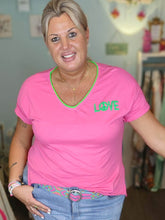 Lade das Bild in den Galerie-Viewer, T-SHIRT "LOVE" PINK GRÜN ONE SIZE
