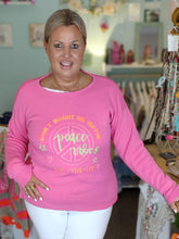 Lade das Bild in den Galerie-Viewer, PULLOVER VISKOSE &quot;PEACE VIBES&quot; PINK ONE SIZE
