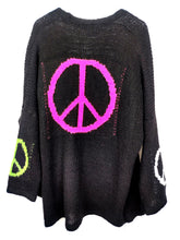 Lade das Bild in den Galerie-Viewer, STRICKJACKE CARDIGAN WOLLMIX &quot;PEACE&quot; BLACK ONE SIZE
