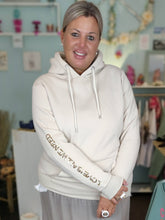 Lade das Bild in den Galerie-Viewer, HOODIE ZWILLINGSHERZ BW &quot;DOREA&quot; LOVE BEIGE ONE SIZE
