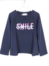 Lade das Bild in den Galerie-Viewer, PULLOVER ZWILLINGSHERZ LISA &quot;SMILE HAPPINESS&quot; NAVY ONE SIZE
