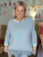 Lade das Bild in den Galerie-Viewer, STRICK PULLOVER HELLBLAU WOLLMIX OVERSIZE ONE SIZE
