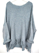 Lade das Bild in den Galerie-Viewer, STRICK PULLOVER HELLBLAU WOLLMIX OVERSIZE ONE SIZE
